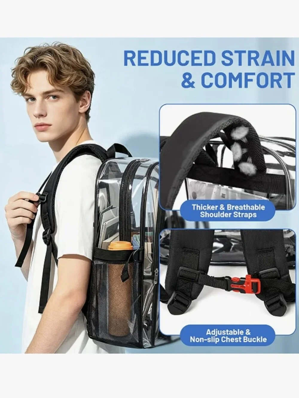 Clear Black-Trim Backpack / Transparent Stadium Bag